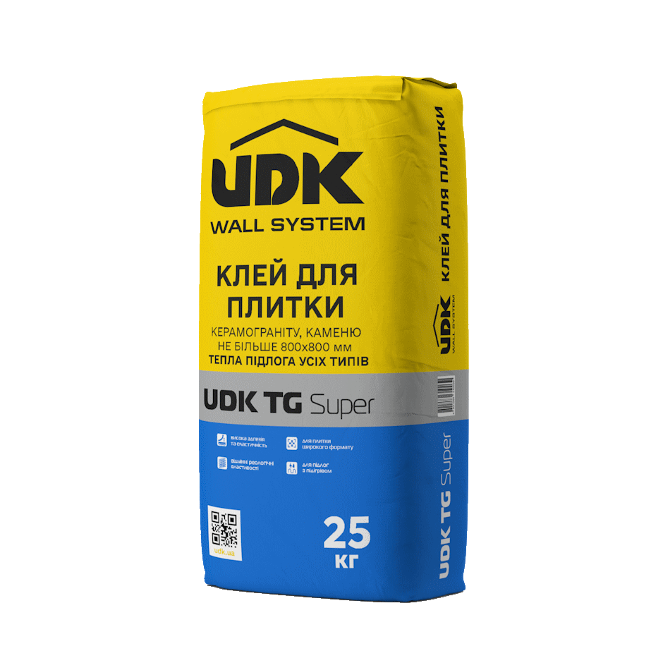 Клей для плитки, керамограніту та каменю не більше 800х800 мм — UDK TG Super